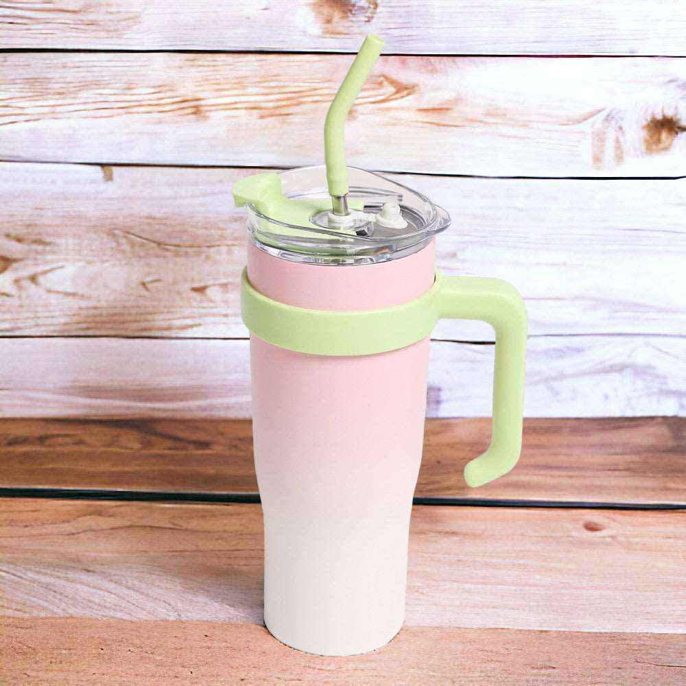 Pink & Green Gradient 40oz Stainless Steel Tumbler