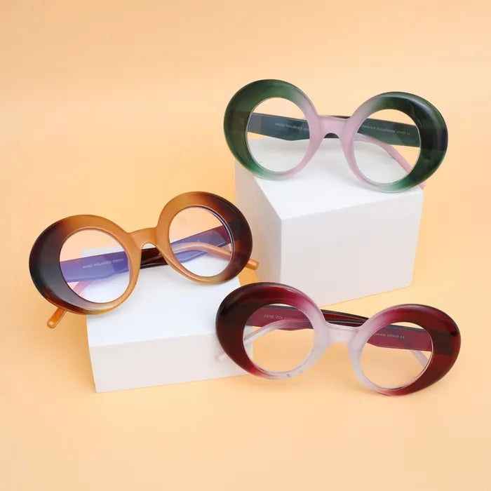 Pink & Green Round Retro Blue Light Blocker Eyewear Glasses
