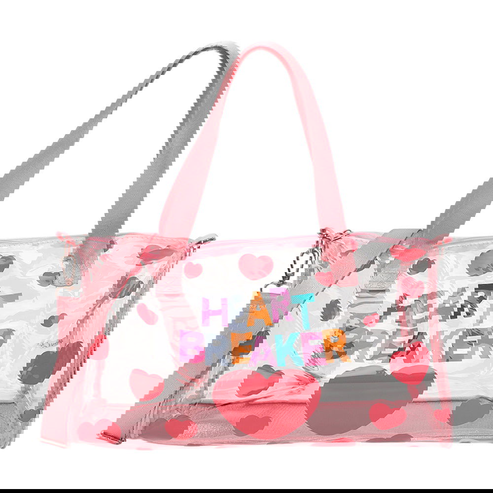 Pink HEART BRAKER Message Heart Pattern Transparent Boston Bag / Crossbody Bag - M H W ACCESSORIES LLC