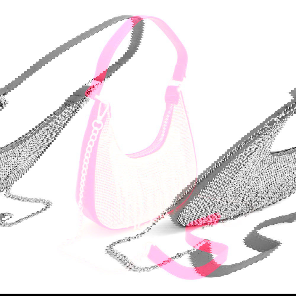 Pink Rhinestone Fringe Evening Shoulder / Crossbody Bag - M H W ACCESSORIES LLC