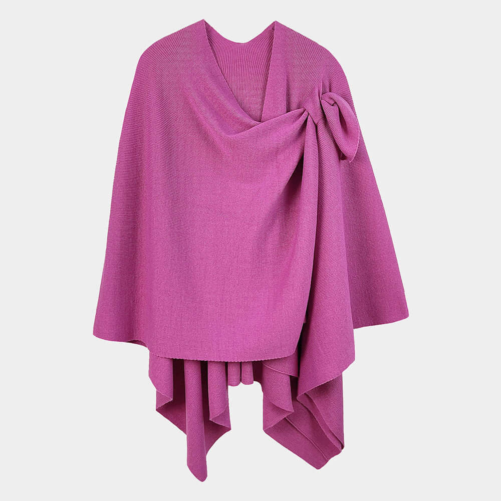 Pink Shoulder Strap Solid Ruana Poncho - M H W ACCESSORIES LLC