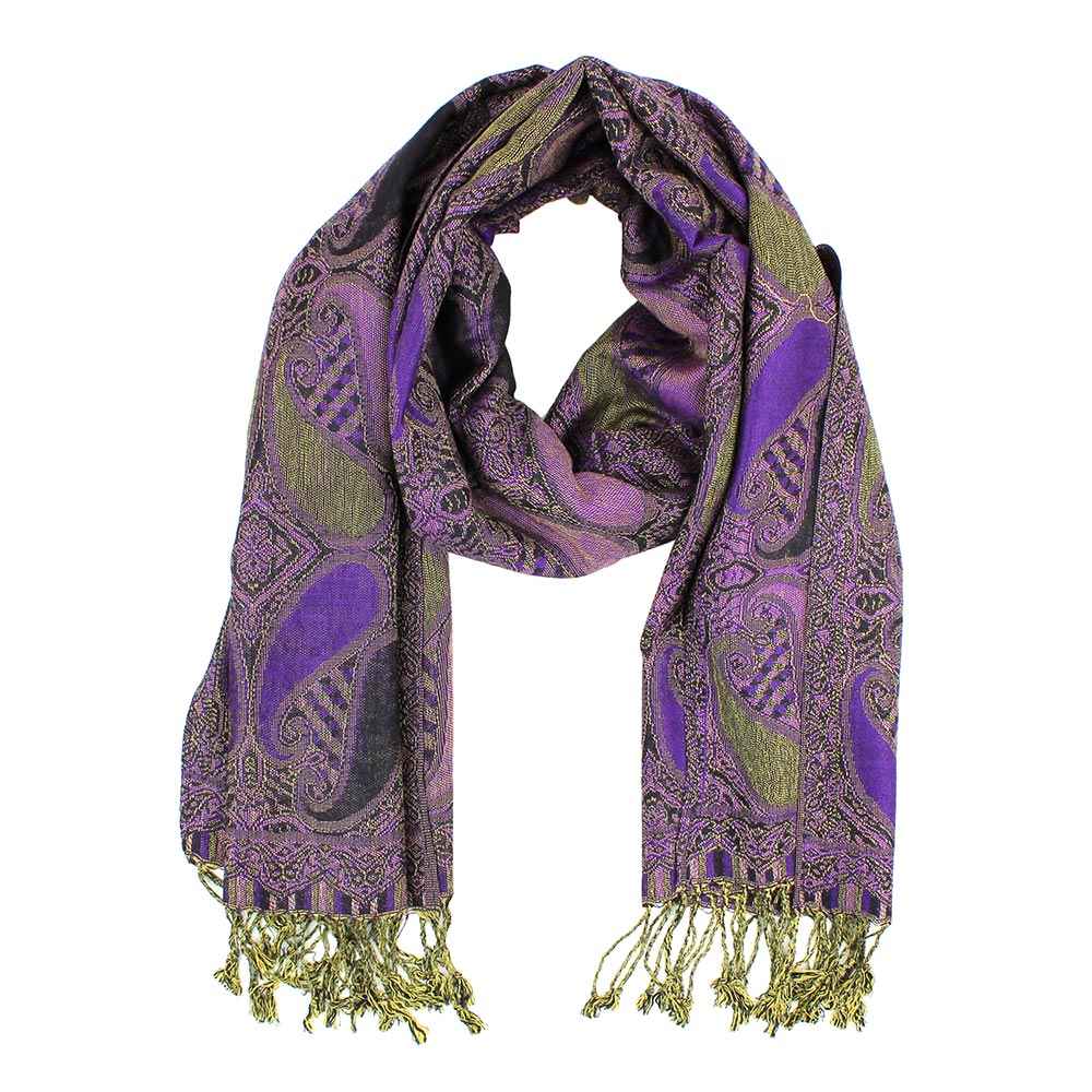 Purple Large Paisley Pashmina Scarf Shawl