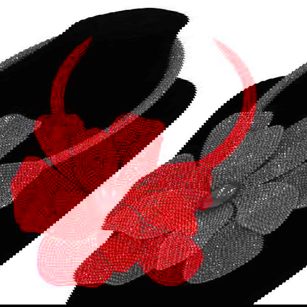 Red Bling Studded Oversized Flower Pointed Necklace - M H W ACCESSORIES LLC