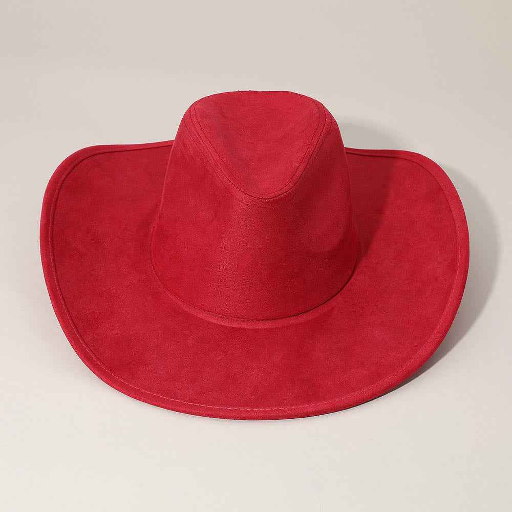 Red Faux Suede Bling Studded Inside Cowboy Hat