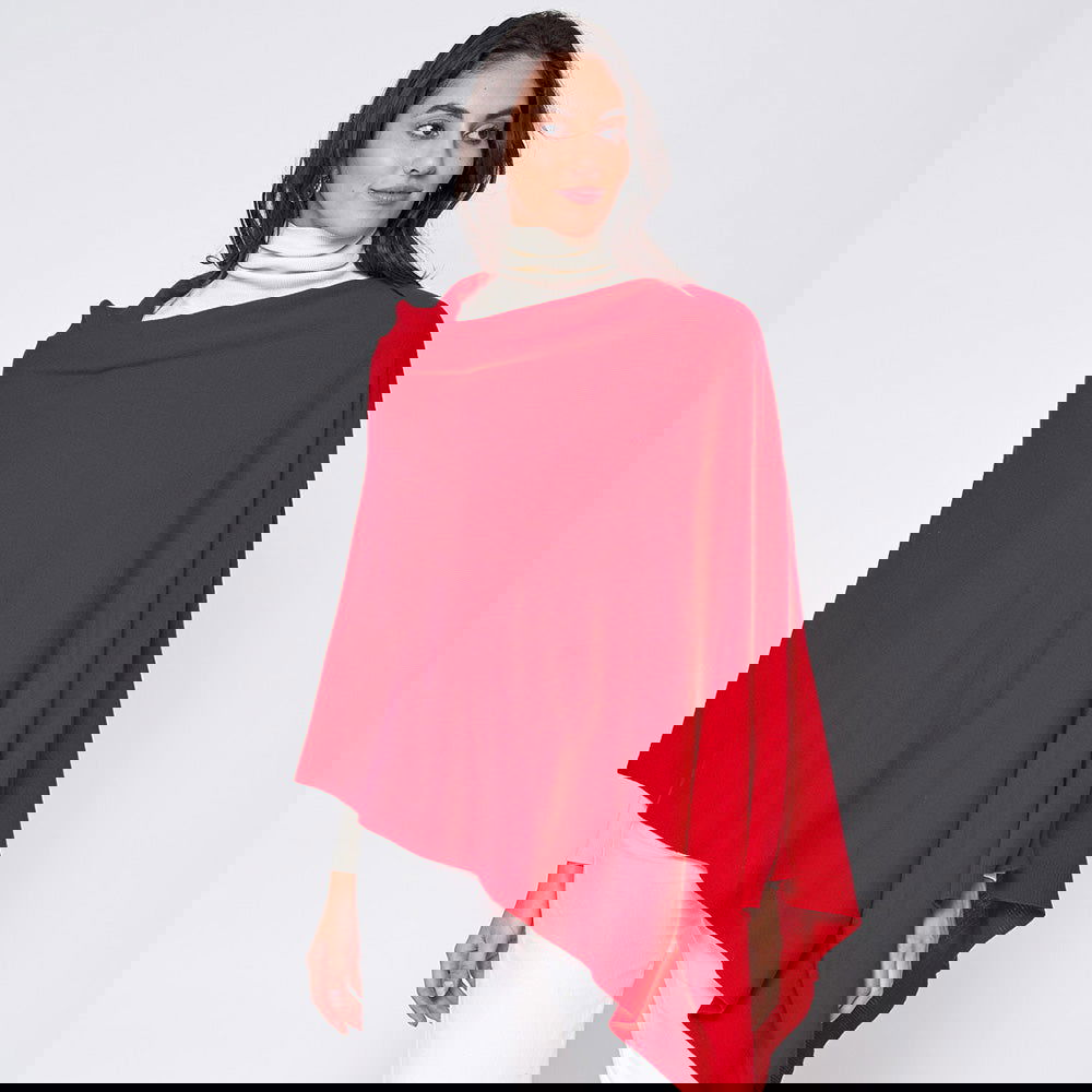 Red Solid Scarf Poncho-M H W ACCESSORIES - M H W ACCESSORIES LLC