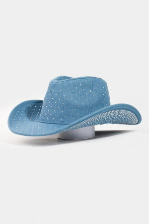 Rhinestone Studded Denim Cowboy Hat - M H W ACCESSORIES LLC