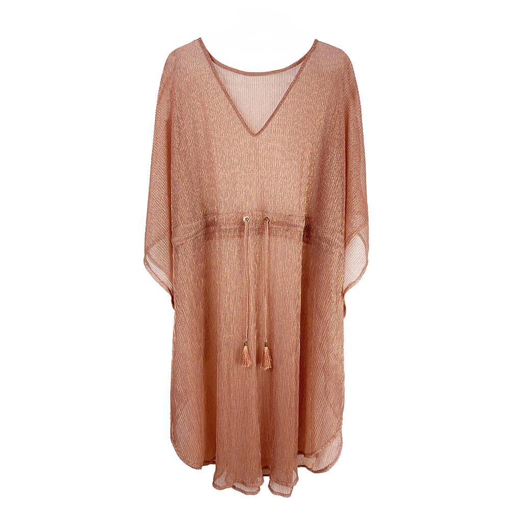 Rose Gold Lurex String Poncho - M H W ACCESSORIES LLC