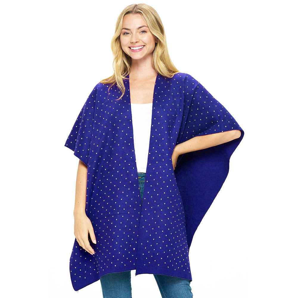 Royal Blue Bling Solid Ruana Poncho