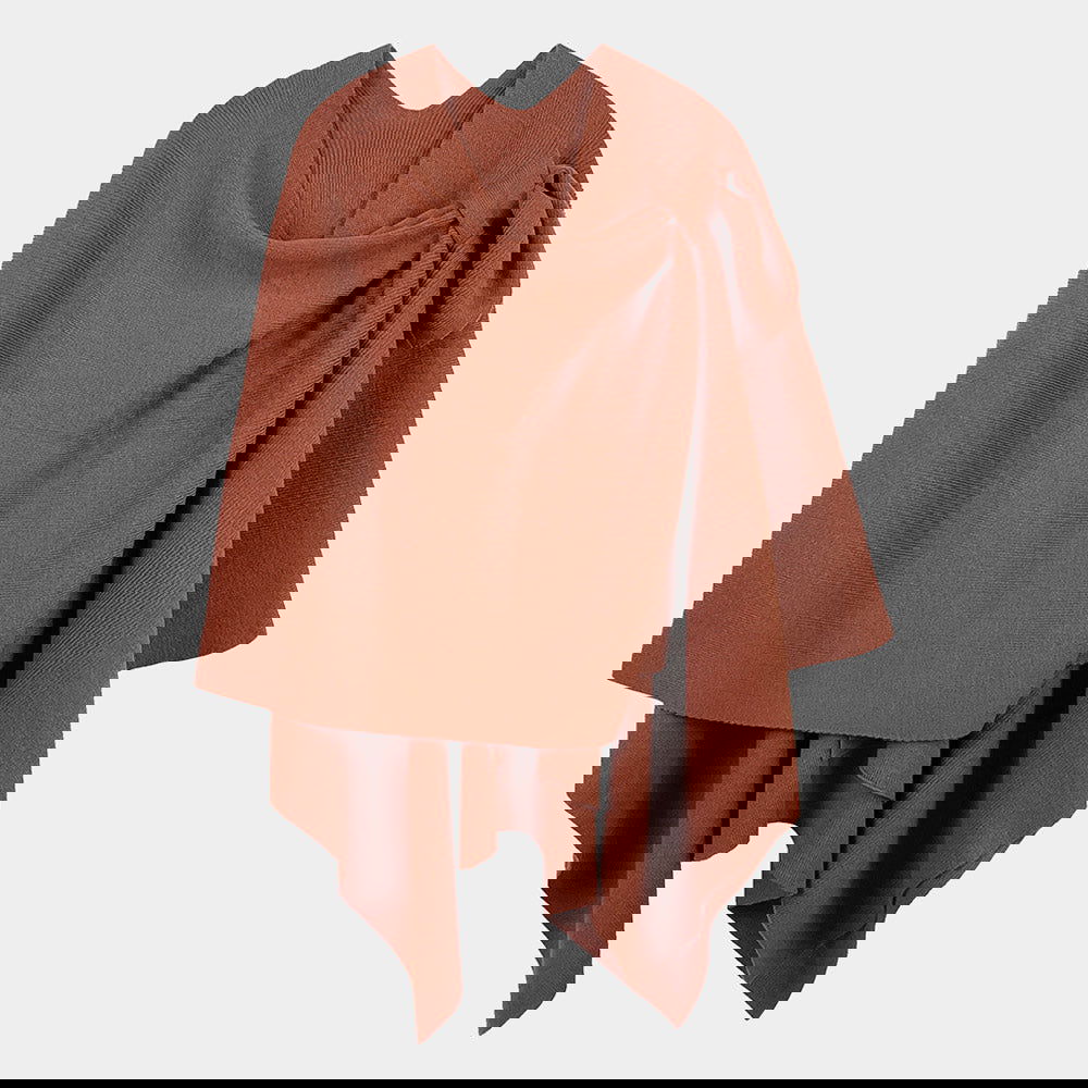 Rust Shoulder Strap Solid Ruana Poncho - M H W ACCESSORIES LLC