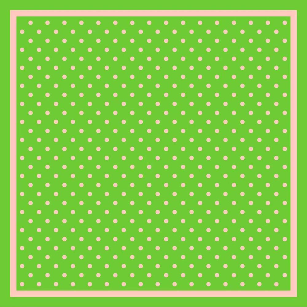Green & Pink Polka Dot Pattern Printed Square Silky Satin Bandana Scarf M H W ACCESSORIES LLC Green & Pink Polka Dot Pattern Printed Square Silky Satin Bandana Scarf