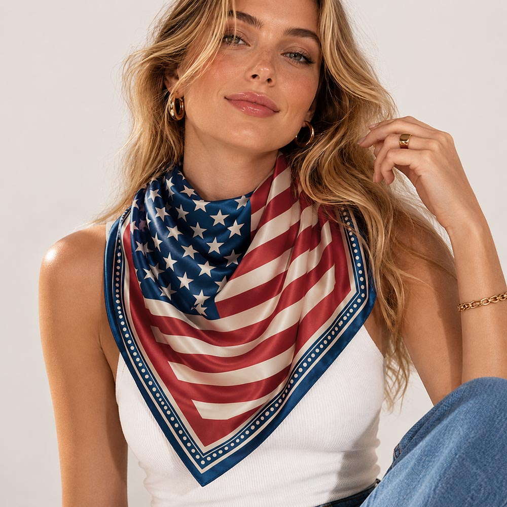 American USA Flag Print Square Scarf