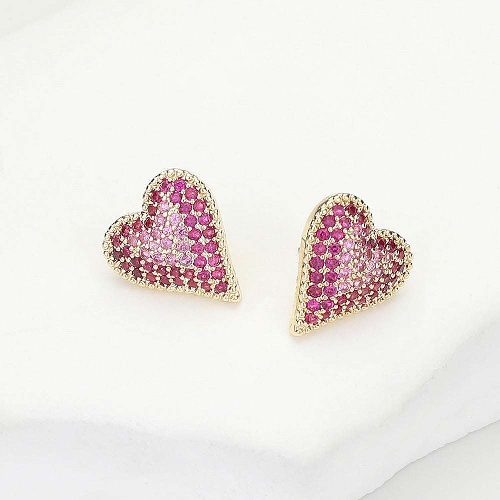 14K Gold Plated CZ Stone Paved Heart Earrings M H W ACCESSORIES LLC 14K Gold Plated CZ Stone Paved Heart Earrings