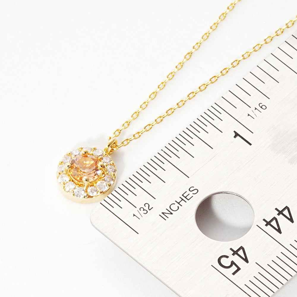 Siam Gold Dipped CZ Round Pendant Necklace