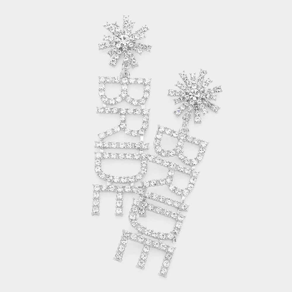 Silver Bride Rhinestone Dangle Earrings-M H W ACCESSORIES