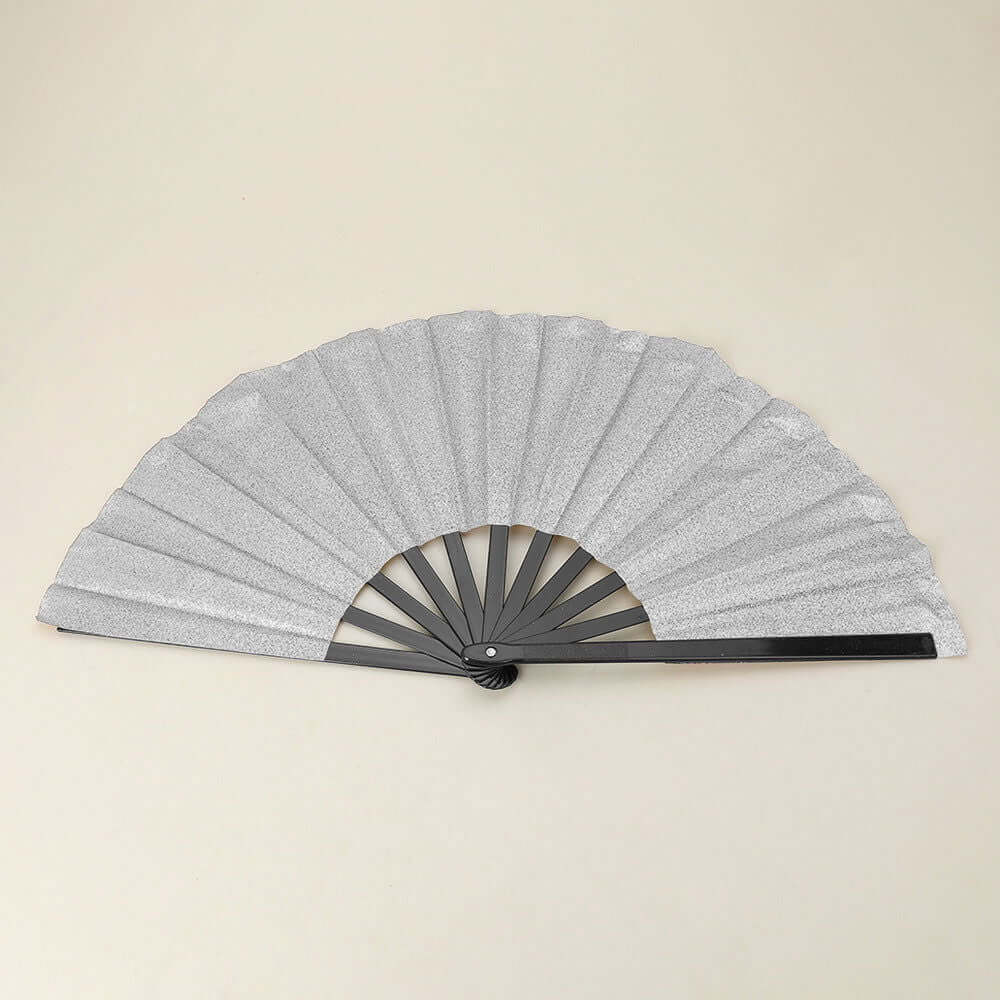 Silver Glittered Folding Line Dance Hand Fan - M H W ACCESSORIES LLC