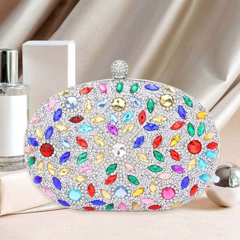 Silver Marquise Stone Accented Bling Evening / Clutch Bag