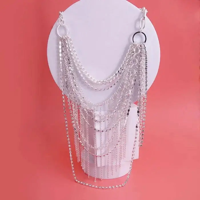 Silver Vintage Fringe Chain Necklace-M H W ACCESSORIES - M H W ACCESSORIES LLC