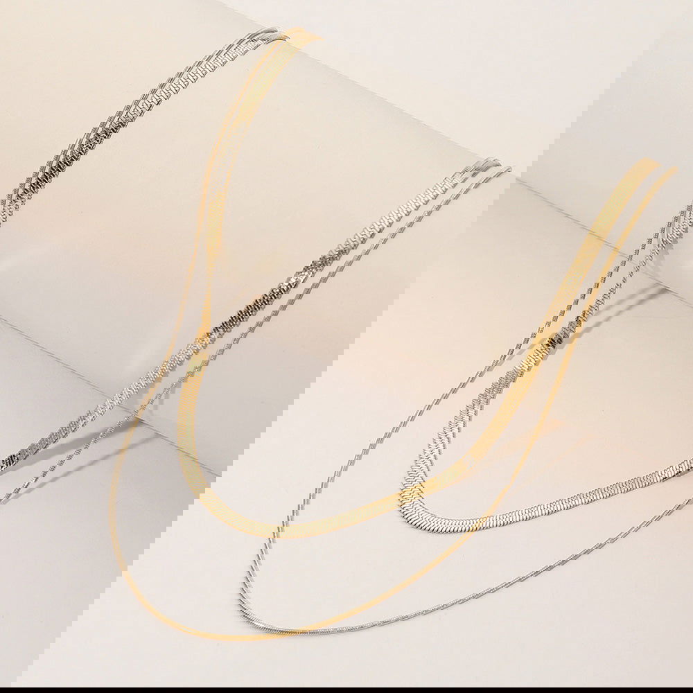 Stainless Steel Herringbone Rope Chain Layered Necklace - M H W ACCESSORIES LLC