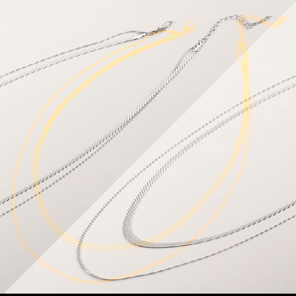 Stainless Steel Herringbone Rope Chain Layered Necklace - M H W ACCESSORIES LLC