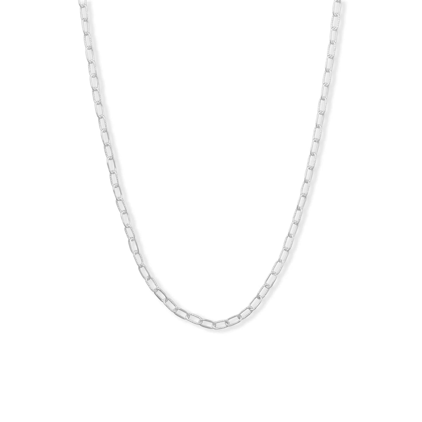 Sterling Silver 18" Smooth and Textured Link Necklace - M H W ACCESSORIES LLC