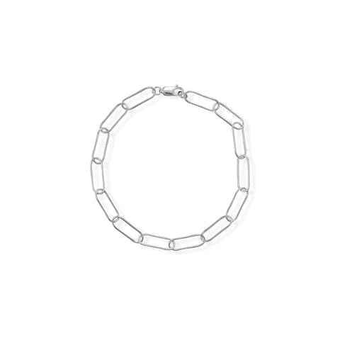 Sterling Silver 8" Rhodium Plated Paperclip Bracelet- M H W ACCESSORIES