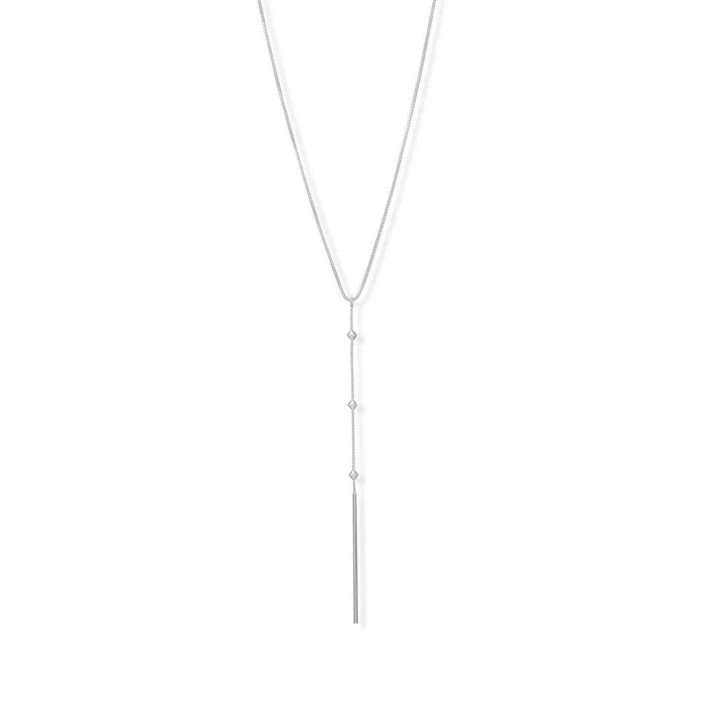 Sterling Silver Beaded Bar Drop Necklace for Her - M H W ACCESSORIES LLC