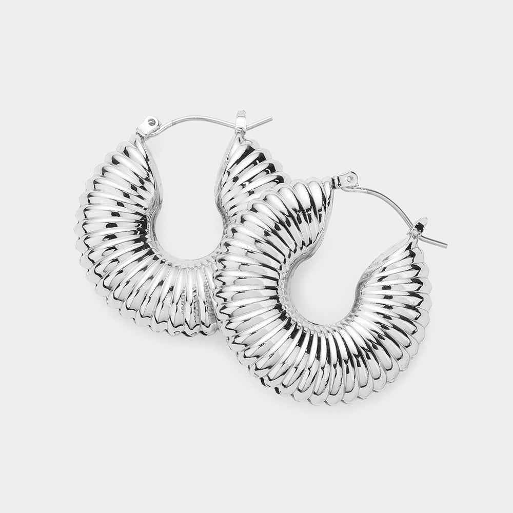 Sterling Silver Dipped Hoop Cable Earrings-M H W ACCESSORIES