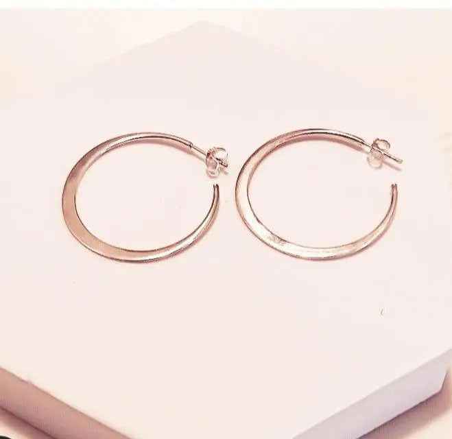 Sterling Silver Flat Tapered 3/4 Hoop Earrings