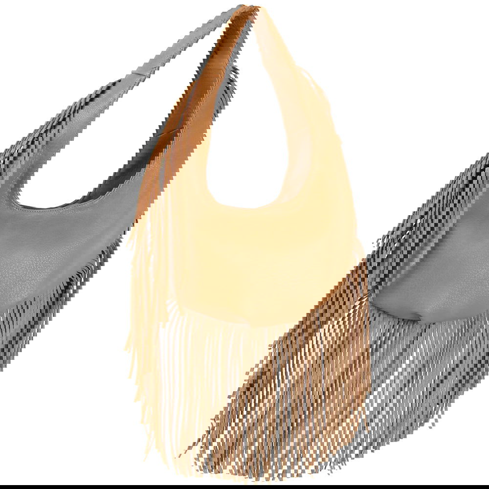 TAN PLAIN FRINGE ROUND SHOULDER BAG - M H W ACCESSORIES LLC