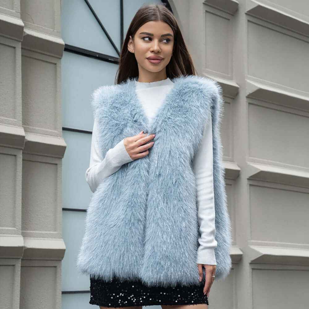 Teal Faux Fur Fuzzy Vest (Copy)