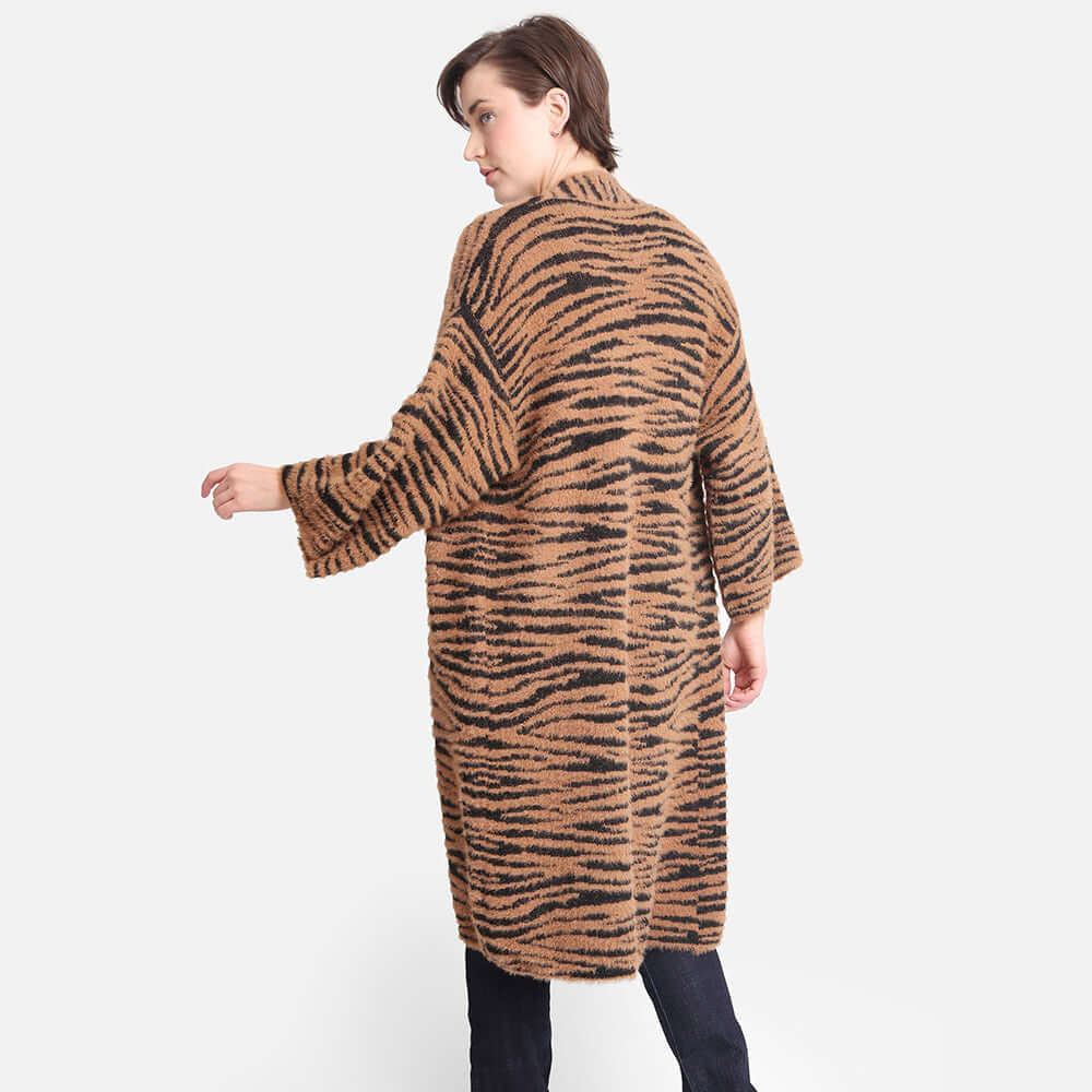 Tiger Patterned Bell Sleeves Cardigan Zebra Patterned Bell Sleeves - M H W ACCESSORIES LLC
