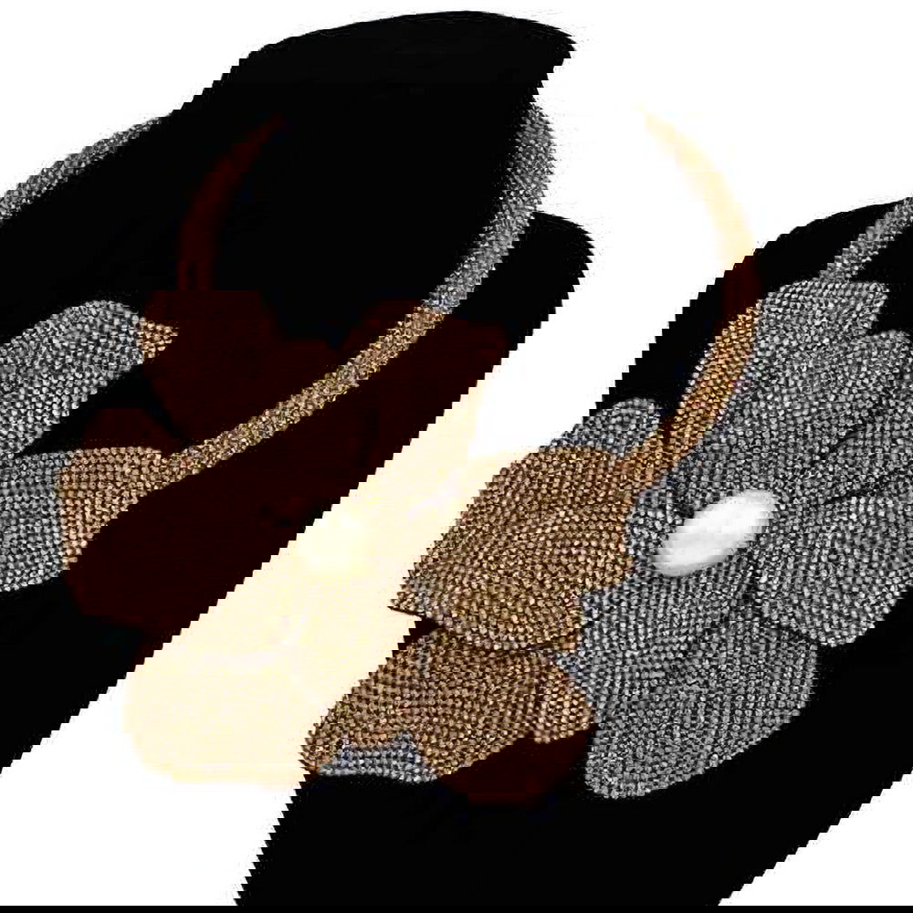 Topaz Bling Studded Oversized Flower Pointed Necklace - M H W ACCESSORIES LLC