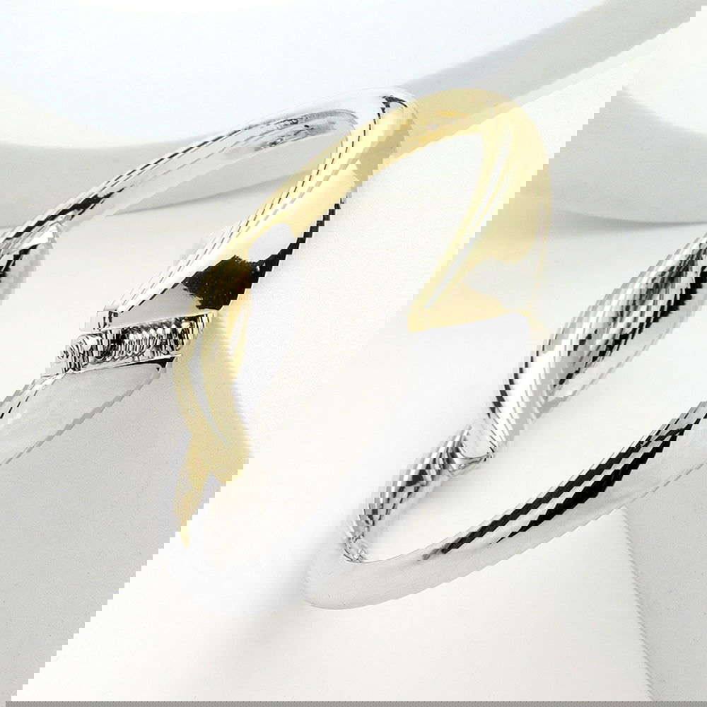 Two Tone Abstract Twist Metal Hinged Bracelet - M H W ACCESSORIES LLC