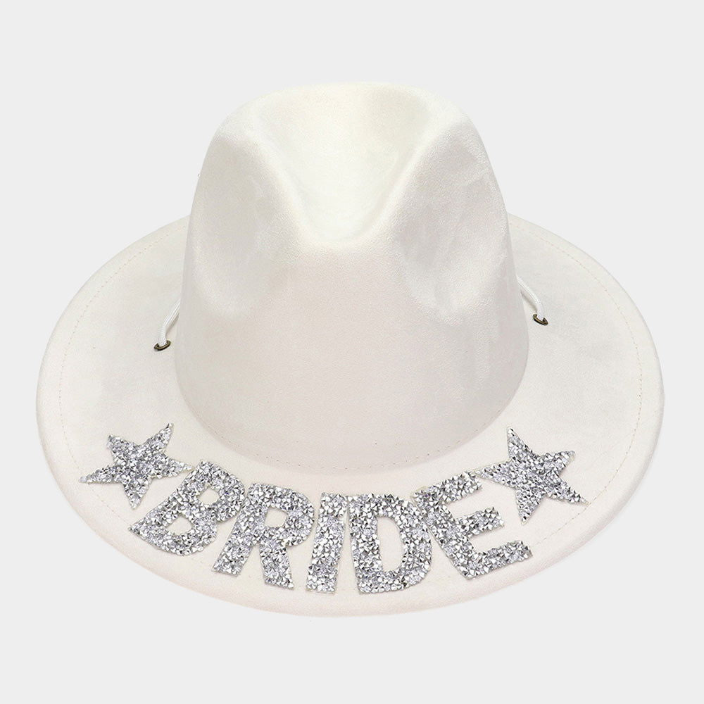 White Bling BRIDE Message Pointed Western Cowboy Hat - M H W ACCESSORIES LLC