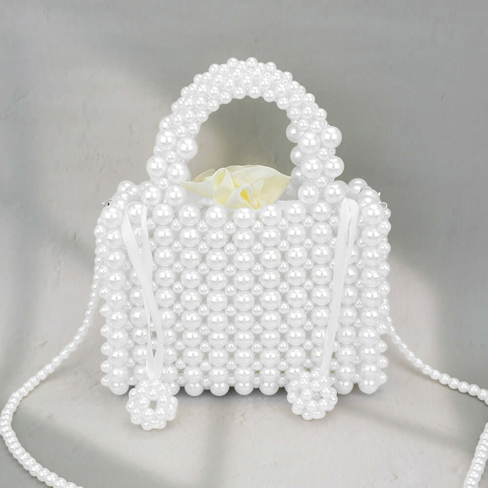 White Pearl Box Top Handle Crossbody Bag - M H W ACCESSORIES LLC