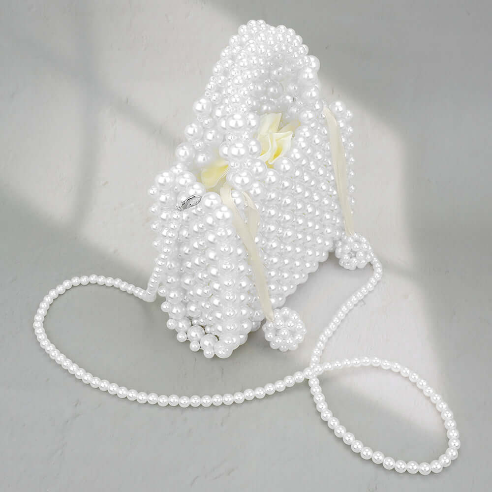 White Pearl Box Top Handle Crossbody Bag - M H W ACCESSORIES LLC