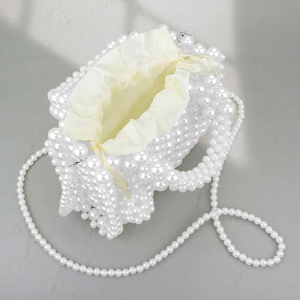 White Pearl Box Top Handle Crossbody Bag - M H W ACCESSORIES LLC
