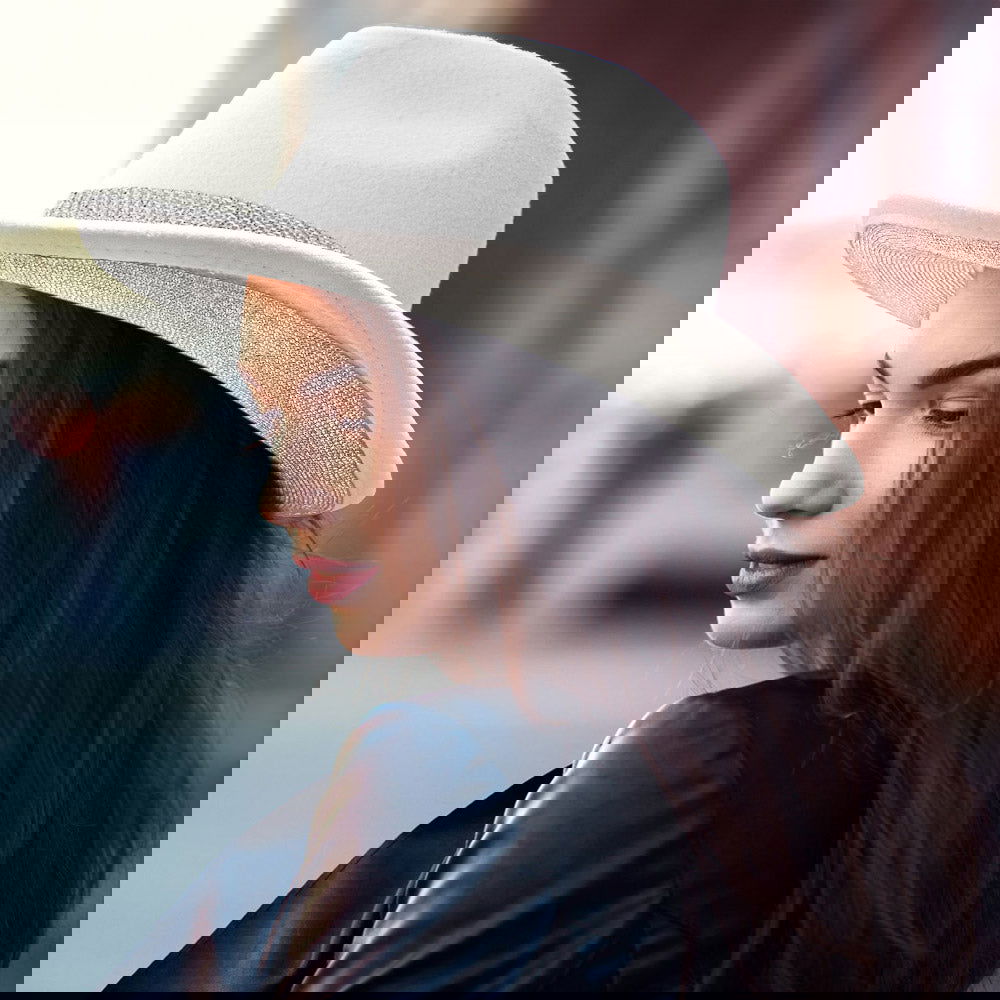 White Rhinestone Paved Band Accented Cowboy Western Hat - M H W ACCESSORIES LLC