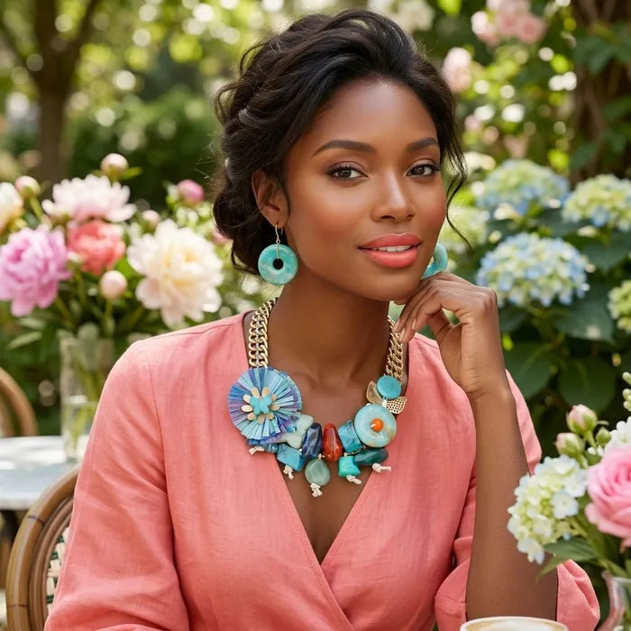 Butterfly and Bead Gold Chain Collar Necklace M H W ACCESSORIES LLC Butterfly and Bead Gold Chain Collar Necklace