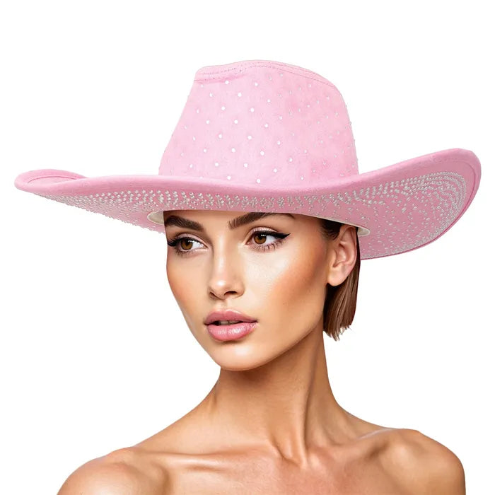 Pink Western Rhinestone Cowgirl Hat