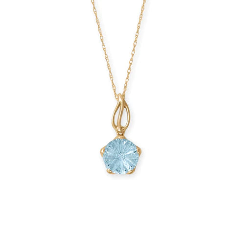 14 karat Gold Blue Topaz Pendant Necklace