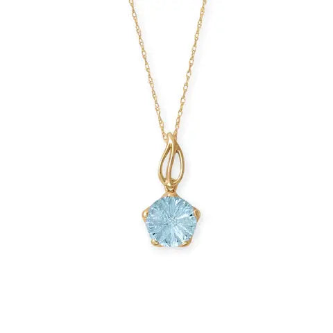 14 karat Gold Blue Topaz Pendant Necklace