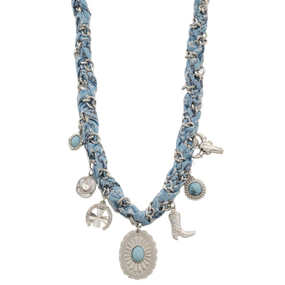 2025 Summer Western Theme Denim Charm Necklace Flare - M H W ACCESSORIES LLC