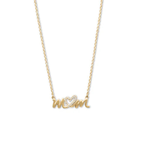 16-2-14-Karat-Gold-Plated-CZ-Heart-mom-Necklace-The-Perfect-Mother-s-Day-Gift M H W ACCESSORIES LLC