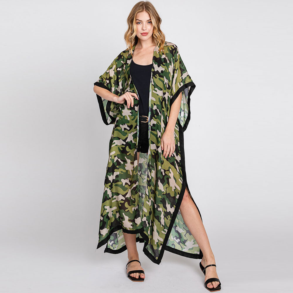 Bold & Trendy Camo Kimono Poncho-Must-Have Look for the Summer