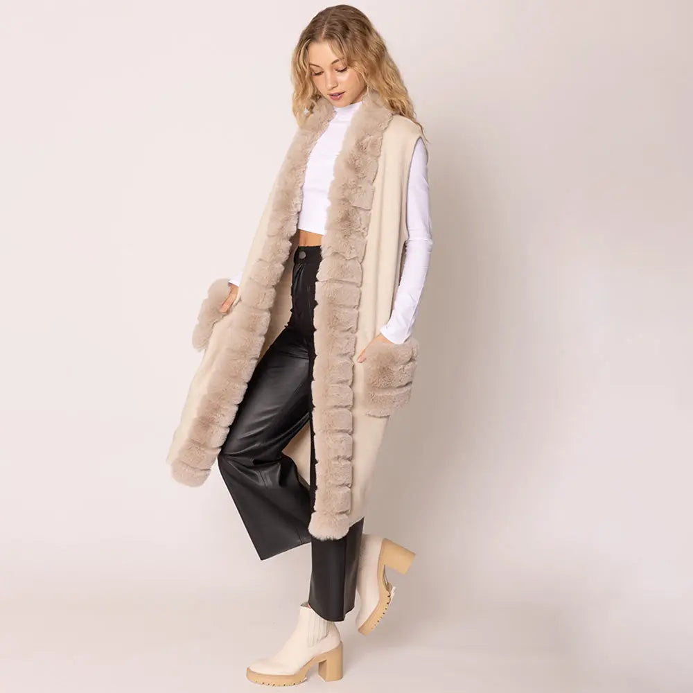 Faux Fur Long Vest Fall Trend
