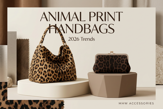Animal Print Handbags 2026 Trends blog cover featuring illustrative leopard-print handbags