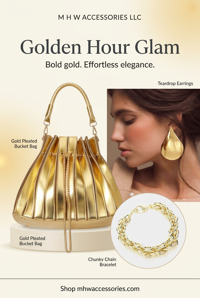 Golden Hour Glam: How to Style a Gold Handbag, Bracelet & Earrings M H W ACCESSORIES LLC
