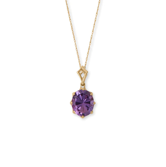 18" 14 Karat Gold Precision Cut Amethyst Necklace-M H W ACCESSORIES - M H W ACCESSORIES LLC