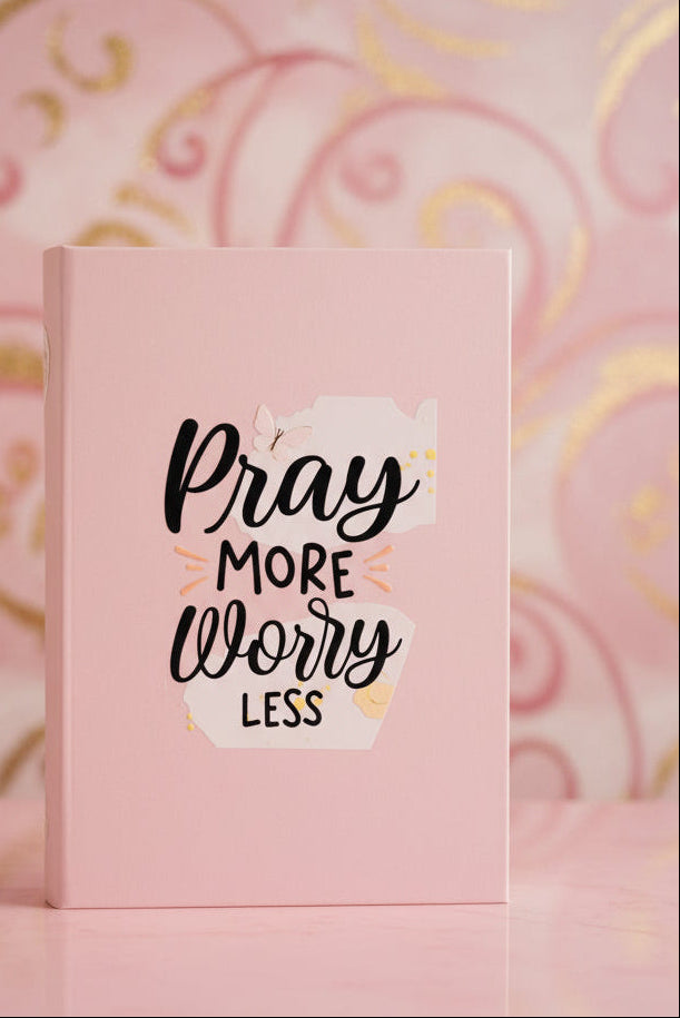 Pray More Worry Less Pink Writing Journal for Women M H W ACCESSORIES LLC Pray More Worry Less Pink Writing Journal for Women